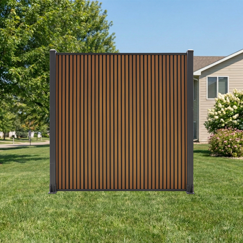 Mecofence 6ft modern full privacy vertical composite fence for backyard Hurricane Wind resistant,eco-friendly, Sustainable Low-Maintenance dual tone