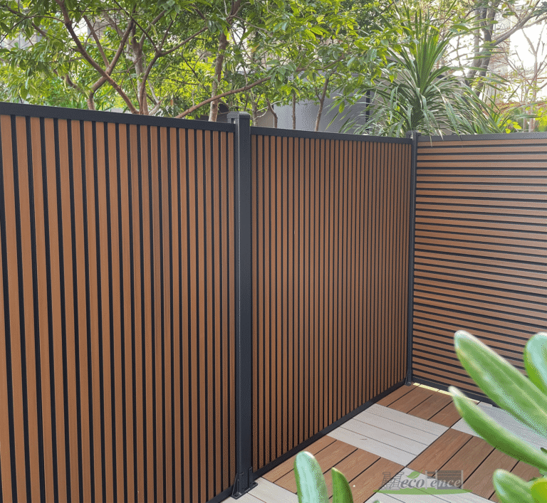 vertical dual tone composite fence modern privacy for backyard (1)