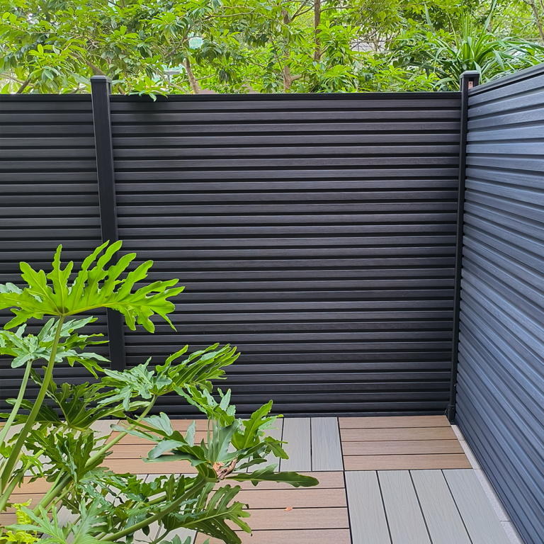 Black Grey Slat Wall Fence Panel Full Cover