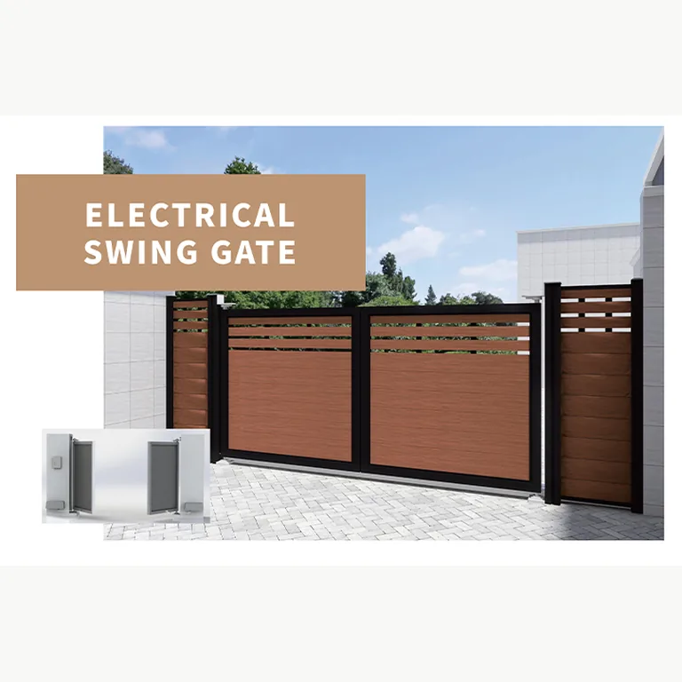 A MecoFence electrical swing gate layout with paired leaves