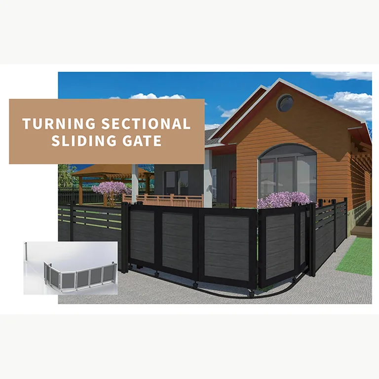 A MecoFence turning sectional sliding gate layout concept
