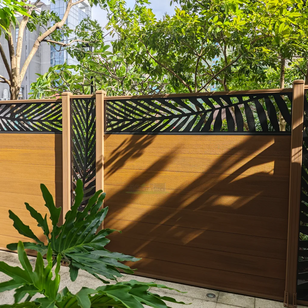 Composite Fence with DIY decorative aluminum screen horizontal or vertical