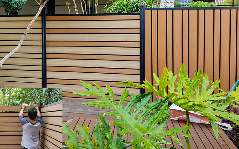 Contractor installing Co-extrusion PVC fence boards, showcasing the durability that makes them the best composite fencing alternative for extreme climates.