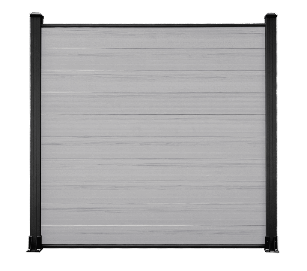 UV resistant Ashwood grey co-extrusion composite fence panel featuring realistic light wood grain pattern