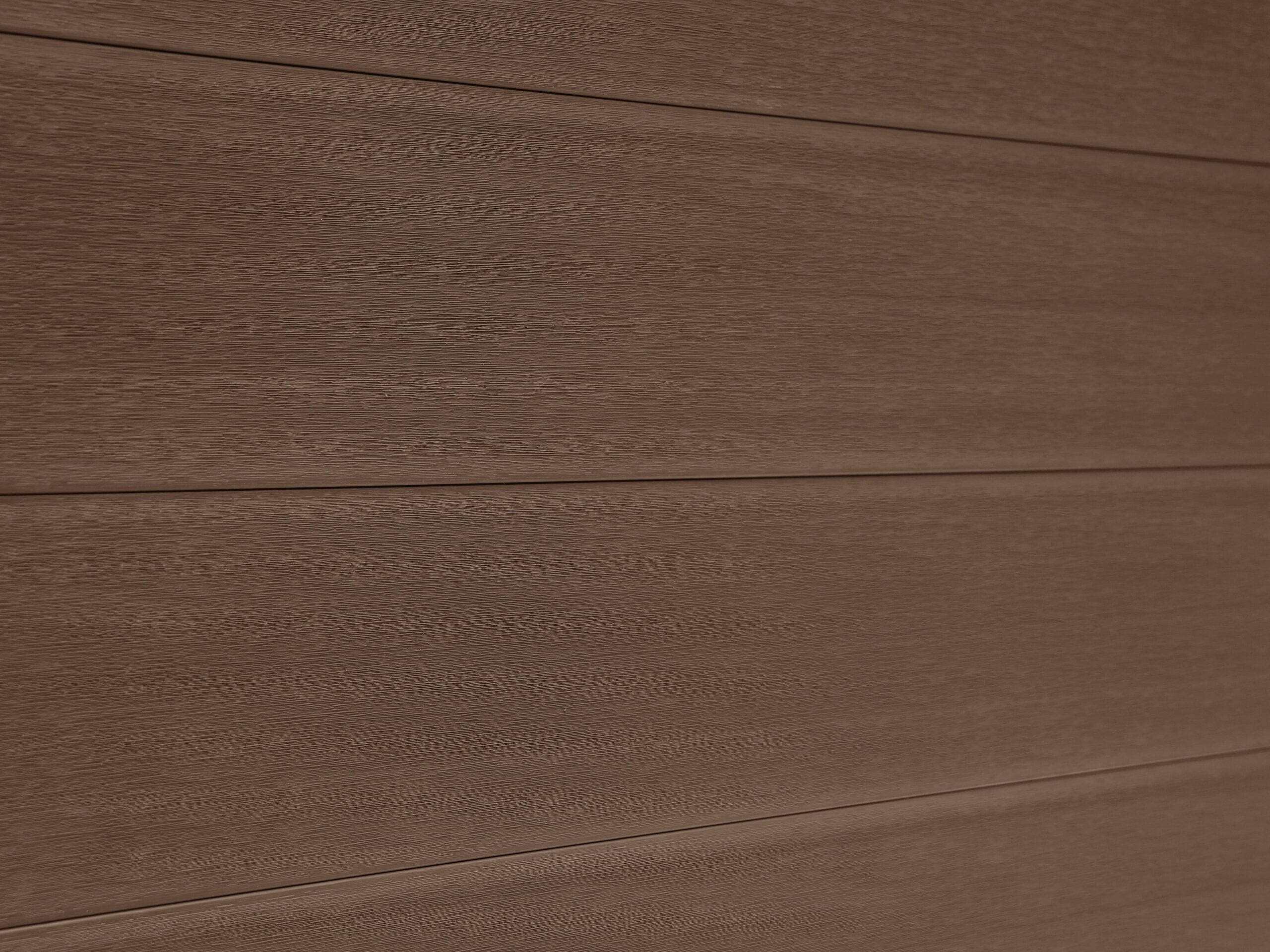 Mecofence classic walnut dark brown composite fence board for backyard privacy.