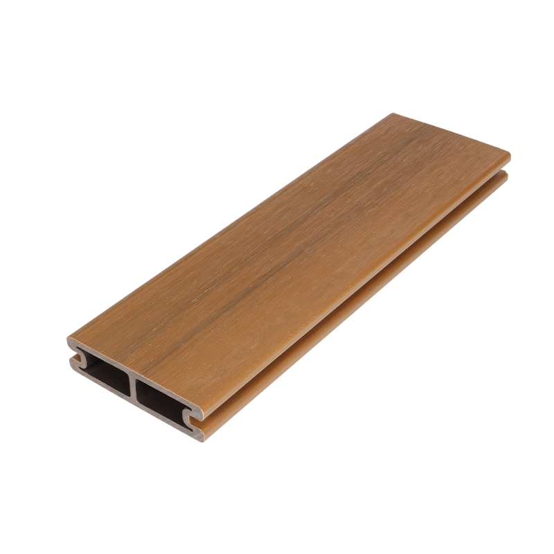 MECOFENCE composite fence board for trellis – Teak warm brown WPC colour swatch