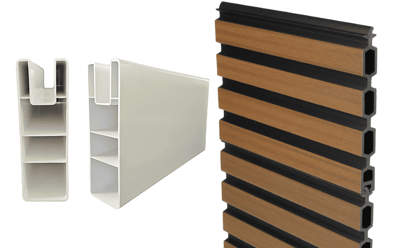 WPC fence board 24mm hollow cross-section vs hollow PVC vinyl fence panel thickness comparison