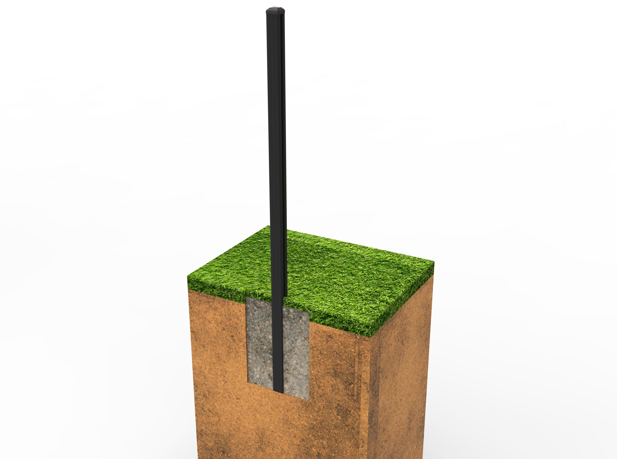 MecoFence wall corner mounting — post fixed to L-shaped concrete wall corner