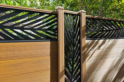 MecoFence composite fence with decorative aluminum screen