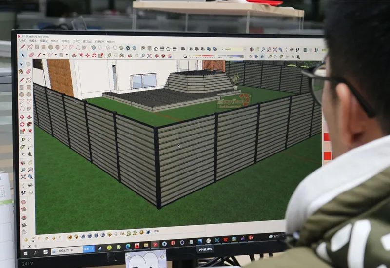 MecoFence designer creating a custom fence layout in 3D software