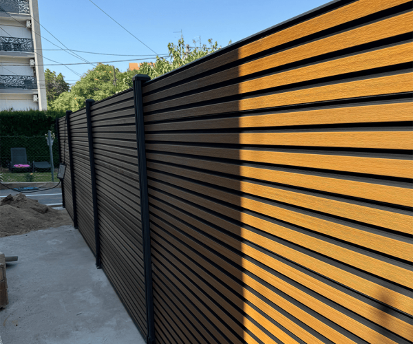 dual tone fluted composite fence mecofence，wood plastic composite fence panel,6*6ft